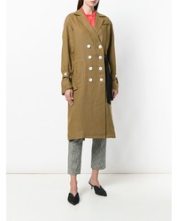 Женский светло-коричневый льняной плащ от Eudon Choi