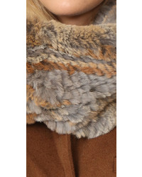 Женский светло-коричневый меховой вязаный шарф от Adrienne Landau