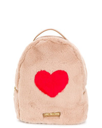 Женский светло-коричневый меховой рюкзак от Love Moschino