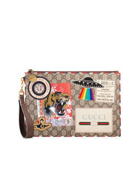 Светло-коричневый мужской клатч с вышивкой