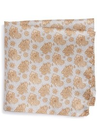 Светло-коричневый нагрудный платок с цветочным принтом