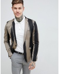 Мужской светло-коричневый пиджак в вертикальную полоску от ASOS DESIGN