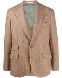 Мужской светло-коричневый пиджак в вертикальную полоску от Brunello Cucinelli