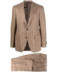 Мужской светло-коричневый пиджак в вертикальную полоску от Luigi Bianchi Mantova
