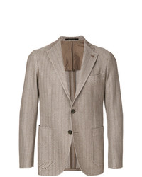 Мужской светло-коричневый пиджак в вертикальную полоску от Tagliatore