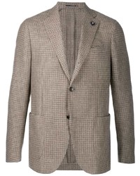 Мужской светло-коричневый пиджак в клетку от Lardini