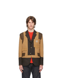 Светло-коричневый пиджак в стиле пэчворк