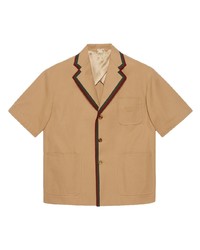 Мужской светло-коричневый пиджак с вышивкой от Gucci