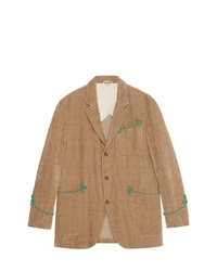 Мужской светло-коричневый пиджак с вышивкой от Gucci