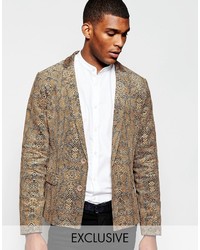 Светло-коричневый пиджак с геометрическим рисунком