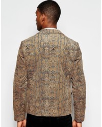 Мужской светло-коричневый пиджак с геометрическим рисунком от Reclaimed Vintage