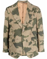 Мужской светло-коричневый пиджак с камуфляжным принтом от Gabriele Pasini