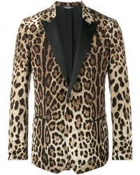 Светло-коричневый пиджак с леопардовым принтом