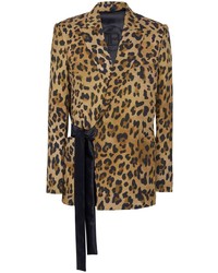 Мужской светло-коричневый пиджак с леопардовым принтом от Balmain
