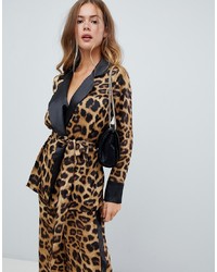 Женский светло-коричневый пиджак с леопардовым принтом от Missguided