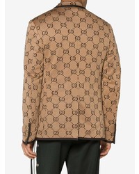 Мужской светло-коричневый пиджак с принтом от Gucci