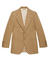 Мужской светло-коричневый пиджак с принтом от Gucci