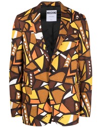 Мужской светло-коричневый пиджак с принтом от Moschino