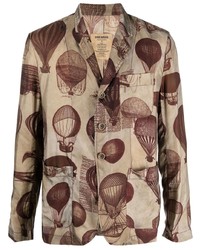 Мужской светло-коричневый пиджак с принтом от Uma Wang