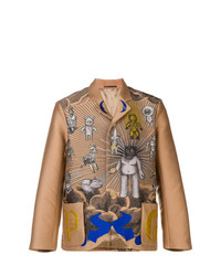Мужской светло-коричневый пиджак с принтом от Walter Van Beirendonck