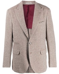 Светло-коричневый пиджак с узором "в ёлочку"