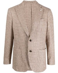 Мужской светло-коричневый пиджак с узором "гусиные лапки" от Luigi Bianchi Mantova