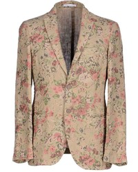 Светло-коричневый пиджак с цветочным принтом