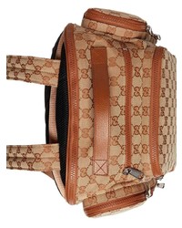 Мужской светло-коричневый рюкзак из плотной ткани с вышивкой от Gucci