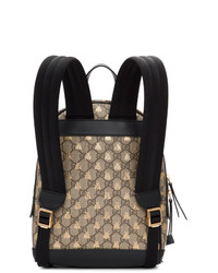 Женский светло-коричневый рюкзак из плотной ткани с принтом от Gucci