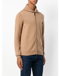 Мужской светло-коричневый свитер на молнии от Brioni