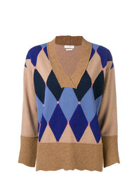 Женский светло-коричневый свитер с v-образным вырезом с ромбами от Ballantyne