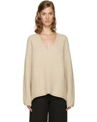 Женский светло-коричневый свитер с v-образным вырезом от Acne Studios