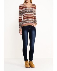 Женский светло-коричневый свитер с v-образным вырезом от Baon