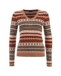 Женский светло-коричневый свитер с v-образным вырезом от Baon