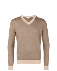 Мужской светло-коричневый свитер с v-образным вырезом от Brioni