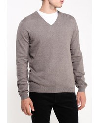 Мужской светло-коричневый свитер с v-образным вырезом от Celio