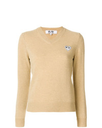 Женский светло-коричневый свитер с v-образным вырезом от Comme Des Garcons Play