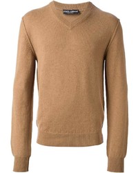 Мужской светло-коричневый свитер с v-образным вырезом от Dolce & Gabbana