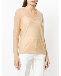 Женский светло-коричневый свитер с v-образным вырезом от Joseph