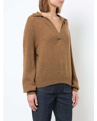 Женский светло-коричневый свитер с v-образным вырезом от Khaite