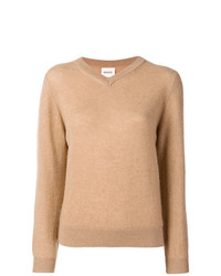 Женский светло-коричневый свитер с v-образным вырезом от Khaite