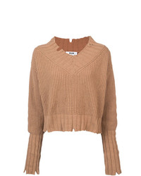 Женский светло-коричневый свитер с v-образным вырезом от MSGM