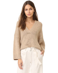 Женский светло-коричневый свитер с v-образным вырезом от Nili Lotan