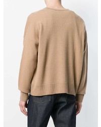 Мужской светло-коричневый свитер с v-образным вырезом от AMI Alexandre Mattiussi