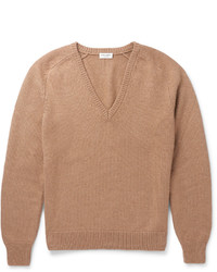 Мужской светло-коричневый свитер с v-образным вырезом от Saint Laurent
