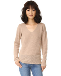 Женский светло-коричневый свитер с v-образным вырезом от TSE