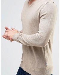 Мужской светло-коричневый свитер с v-образным вырезом от Esprit