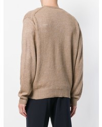 Мужской светло-коричневый свитер с v-образным вырезом от Massimo Alba