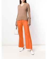 Женский светло-коричневый свитер с v-образным вырезом от Joseph