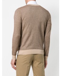 Мужской светло-коричневый свитер с v-образным вырезом от Brioni